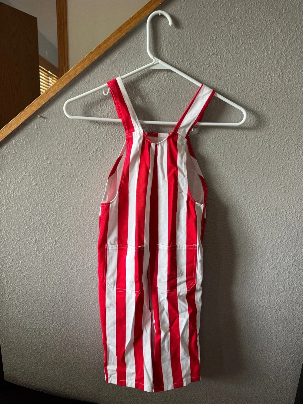 Striped Red & White Kids Overalls with Adjustable Straps